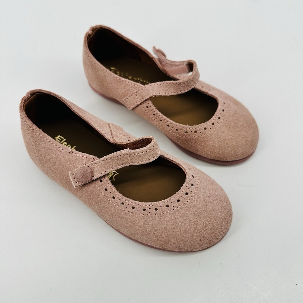 Elephantito Suede Leather Mary Jane Scalloped Edge Pink Girls Size 7 US 24 EU - Picture 2 of 12